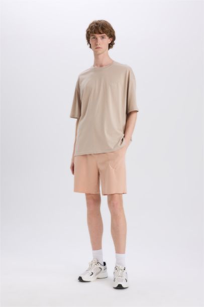 تيشيرت قطن اوفر سايز مطبوع برقبة مستديرة