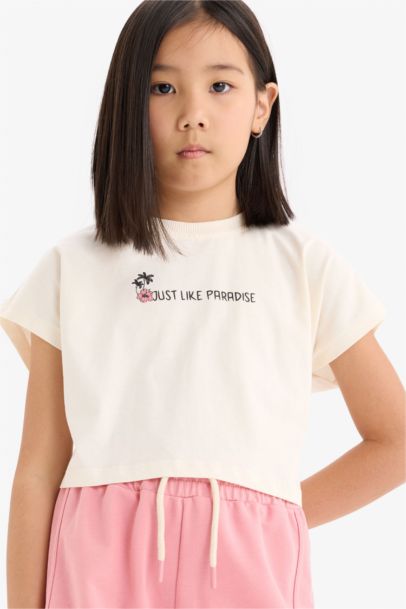 Girl Printed Short Sleeve T-Shirt Shorts 2 Piece Set