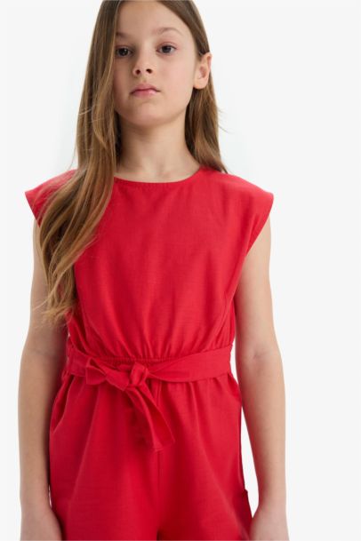 Girl Cotton Sleeveless Short Jumpsuit