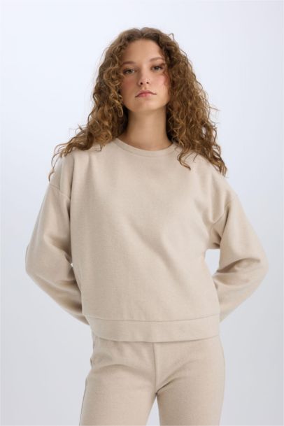 2'li Takım Basic Düz Bisiklet Yaka Üst Beli Lastikli Uzun Alt