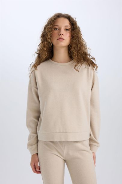 2'li Takım Basic Düz Bisiklet Yaka Üst Beli Lastikli Uzun Alt