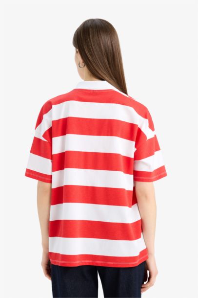 تيشيرت بولو نص كم قصة مريحة برقبة بولو