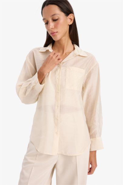 Oversize Fit Shirt Collar modal Long Sleeve Shirt