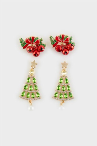 Kadın Yılbaşı Ağacı Temalı Küpe