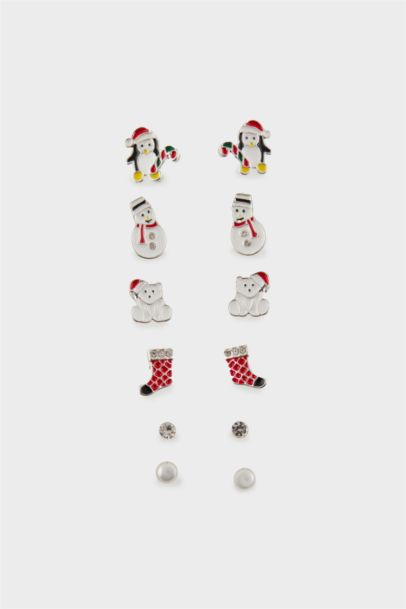 Woman 6 Piece Christmas Themed Earrings
