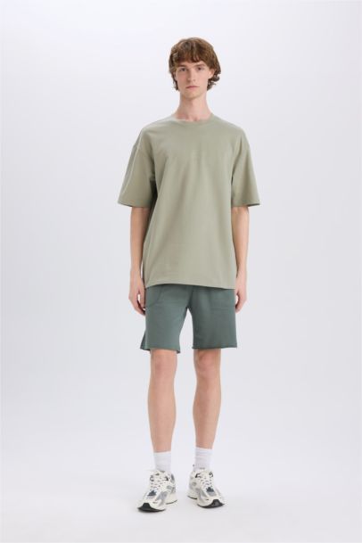 Cotton Boxy Fit Crew Neck Back Printed T-Shirt