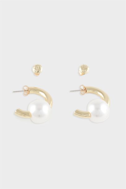 Woman 2 Piece Gold Earrings