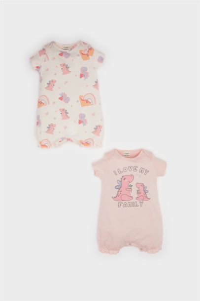 Girl Newborn Dinosaur Printed Cotton 2 Piece Jumpsuit