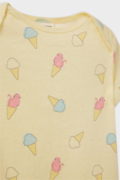 Baby Girl Newborn Ice Cream Printed Cotton Jumpsuit