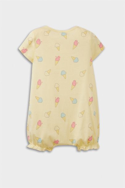 Baby Girl Newborn Ice Cream Printed Cotton Jumpsuit