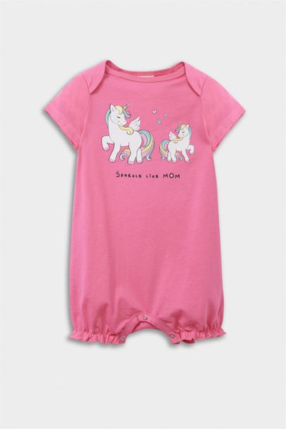 Baby Girl Newborn Unicorn Printed Cotton 2 Piece Jumpsuit
