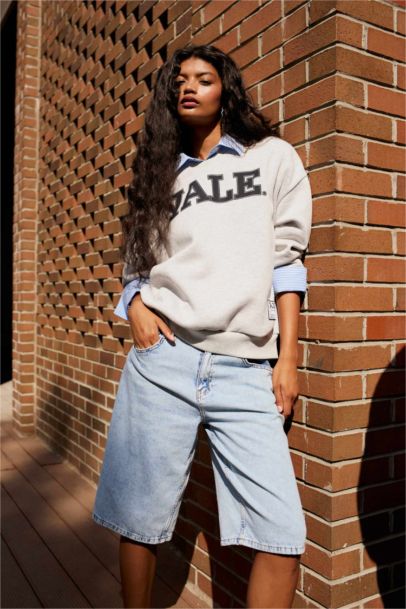 High Waist Denim Bermuda Shorts