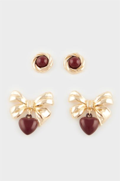 Woman 2 Piece Heart Earrings