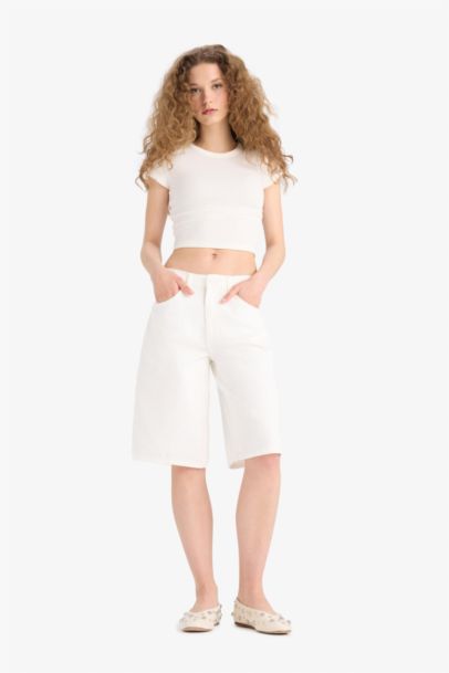 Denim High waist Bermuda