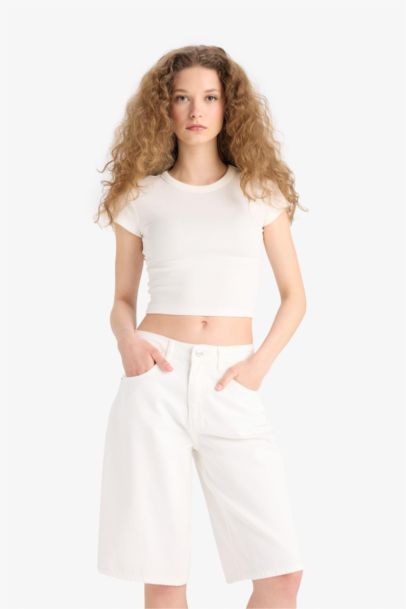 Denim High waist Bermuda