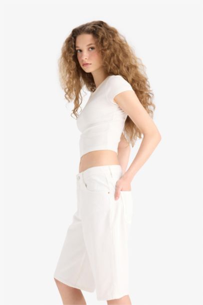 Denim High waist Bermuda