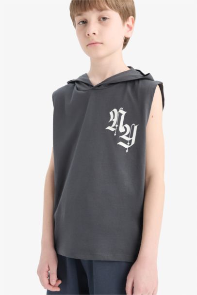 تيشيرت كت اولادي رمادي غامق اوفر سايز بكابيشون