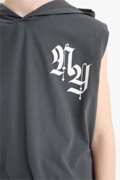 تيشيرت كت اولادي رمادي غامق اوفر سايز بكابيشون