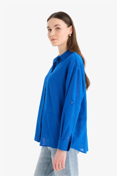 Regular Fit Flamed Cotton Long Sleeve Tunic