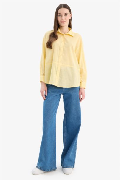 Regular Fit Flamed Cotton Long Sleeve Tunic