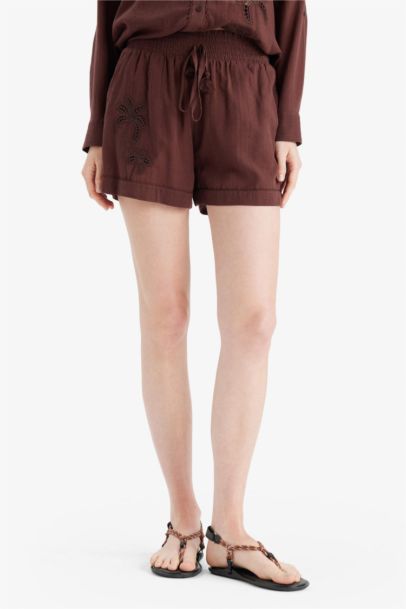 Regular Fit Müslin Plaj Şortu