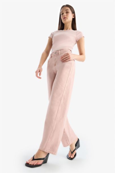 Pantalon baggy taille normale en gabardine