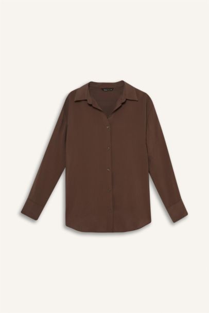 Oversize Geniş Kalıp Basic Düz Uzun Kollu Gömlek