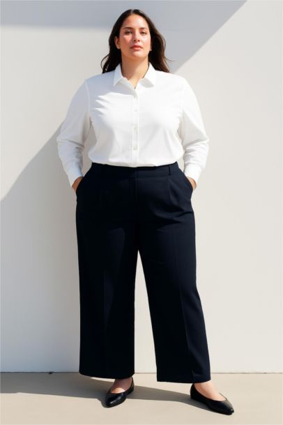 Oversize Fit Basic Long Sleeve White Shirt