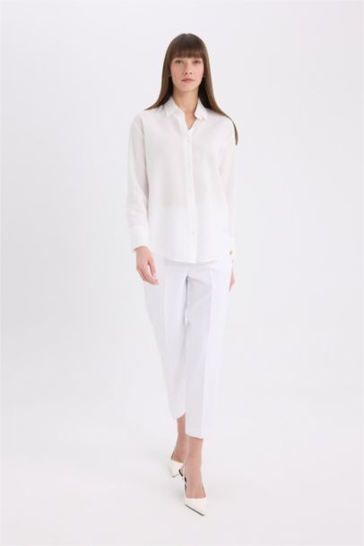 Oversize Fit Basic Long Sleeve White Shirt