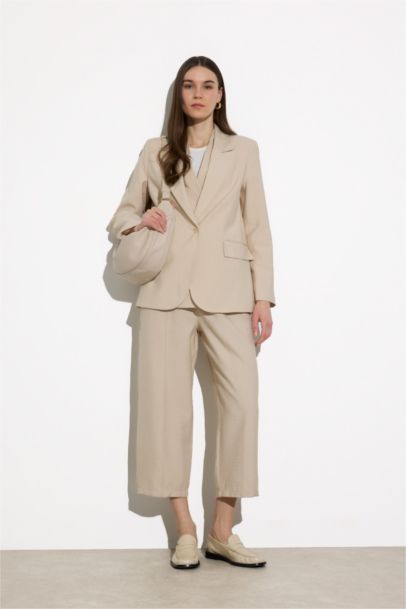 Kruvaze Yaka Cepli Blazer Ceket