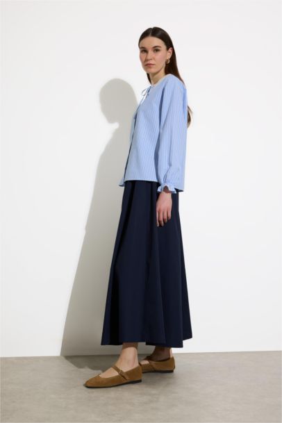 A Cut Poplin Maxi Skirt