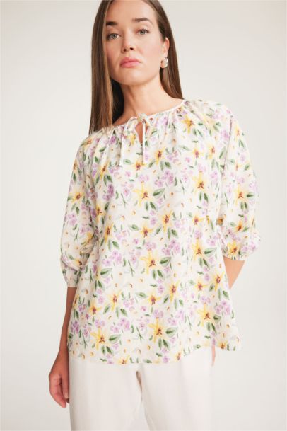 Regular Fit Flap Collar Long Sleeve Blouse