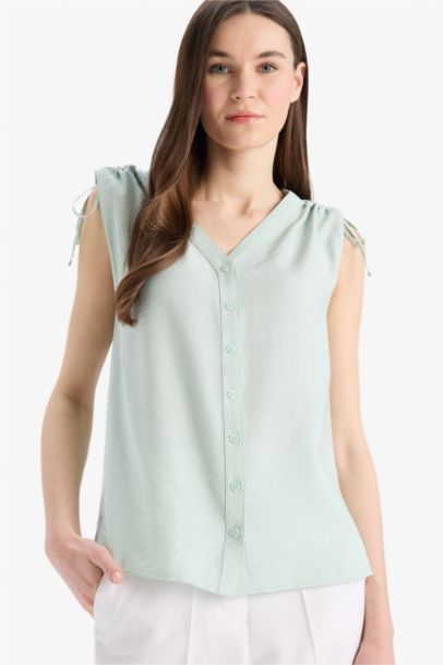 Regular Fit V-Neck Sleeveless Blouse