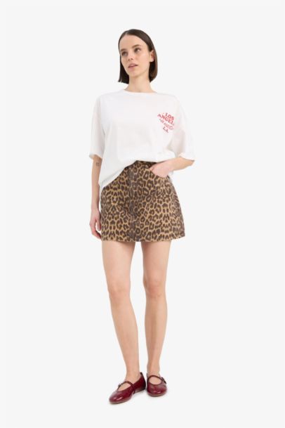 Coool мини-юбка с леопардовым принтом и обычной посадкой из габардина
