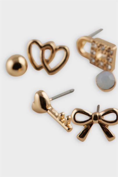 Woman 6 Piece Gold Earrings