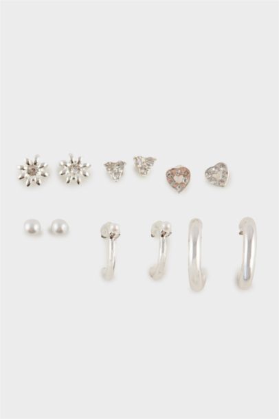 Woman 6 Piece Silver Earring