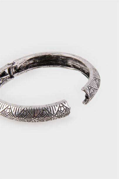 Woman Patterned Silver Bracelet