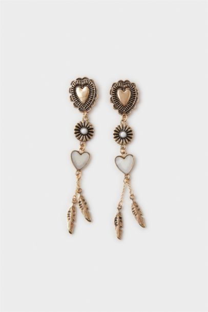 Woman Antique Heart Gold Earrings