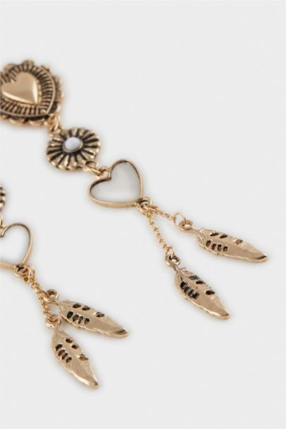 Woman Antique Heart Gold Earrings