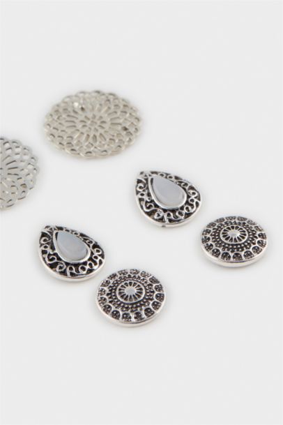 Woman Antique 3 Piece Silver Earrings