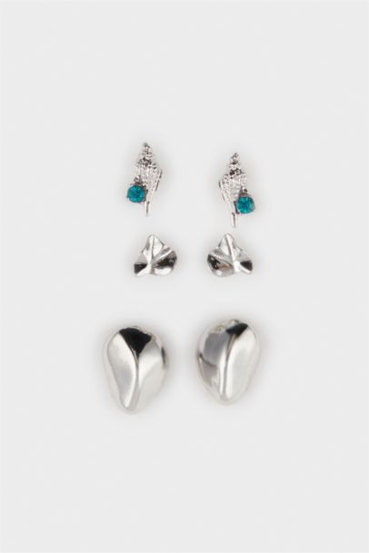Woman Antique 3 Piece Silver Earrings