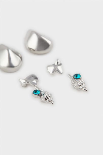 Woman Antique 3 Piece Silver Earrings