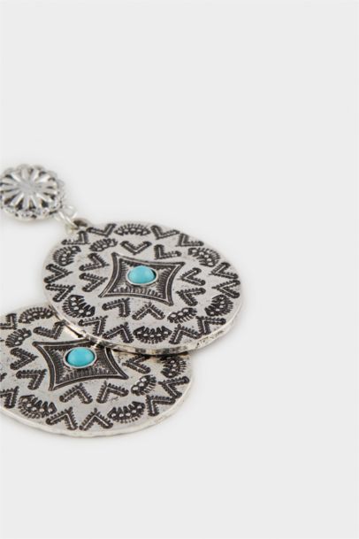 Woman Antique Blue Stone Woman Silver Earrings