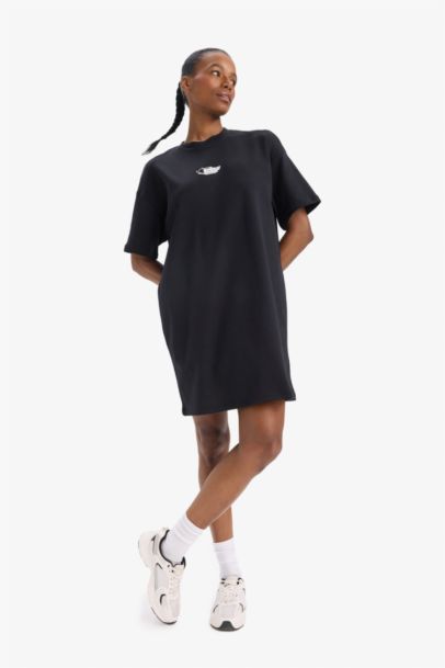 DeFactoFit Standard Fit Printed Sports Mini T-shirt Dress