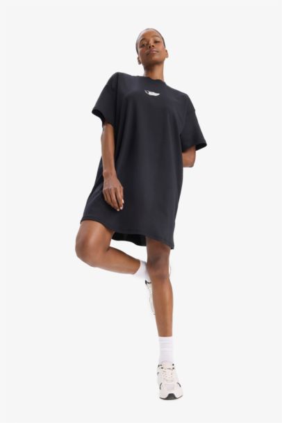 DeFactoFit Standard Fit Printed Sports Mini T-shirt Dress