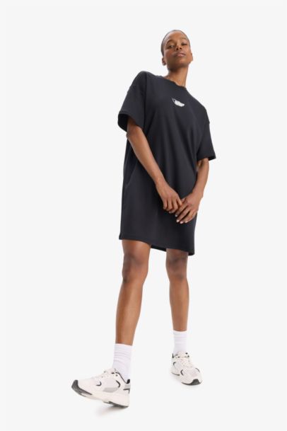DeFactoFit Standard Fit Printed Sports Mini T-shirt Dress