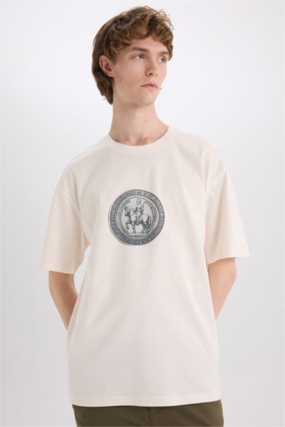 تيشيرت قطن أوفر سايز برقبة مستديرة