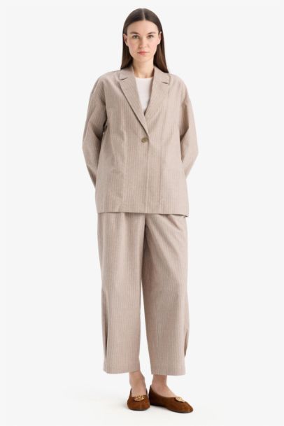 Harem Striped Linen Blend Trousers