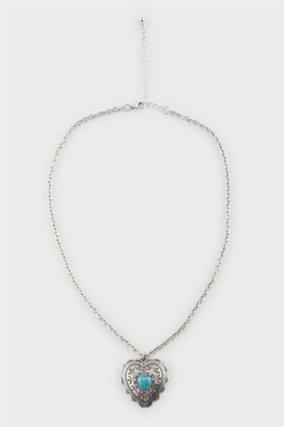 قلادة نسائية فضي أزرق بأحجار