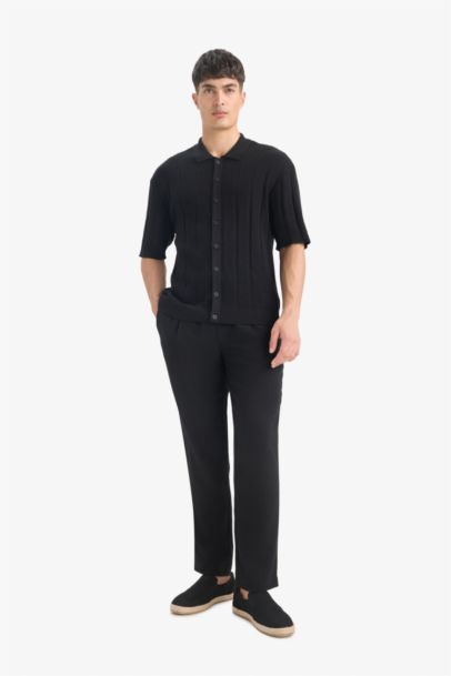 Cotton Standard Fit Short Sleeve Black Polo Shirt